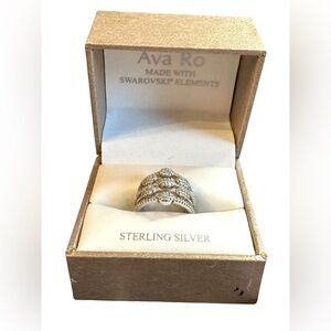 Sterling Silver Elegant Ava Ro Ring with Swarovski Elements NWB